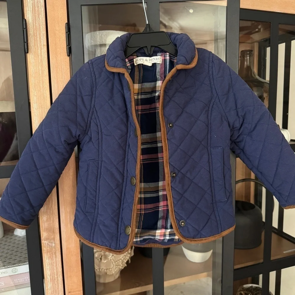 Hope & Henry quilted equestrian jacket navy riding coat unisex preppy toddler